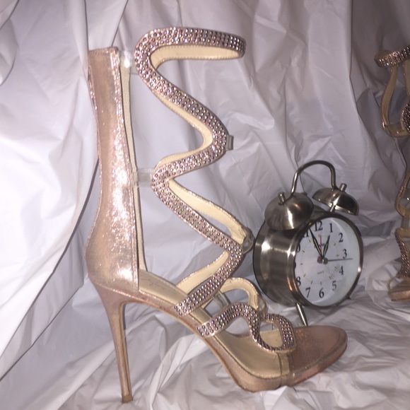 rose gold gladiator stilettos